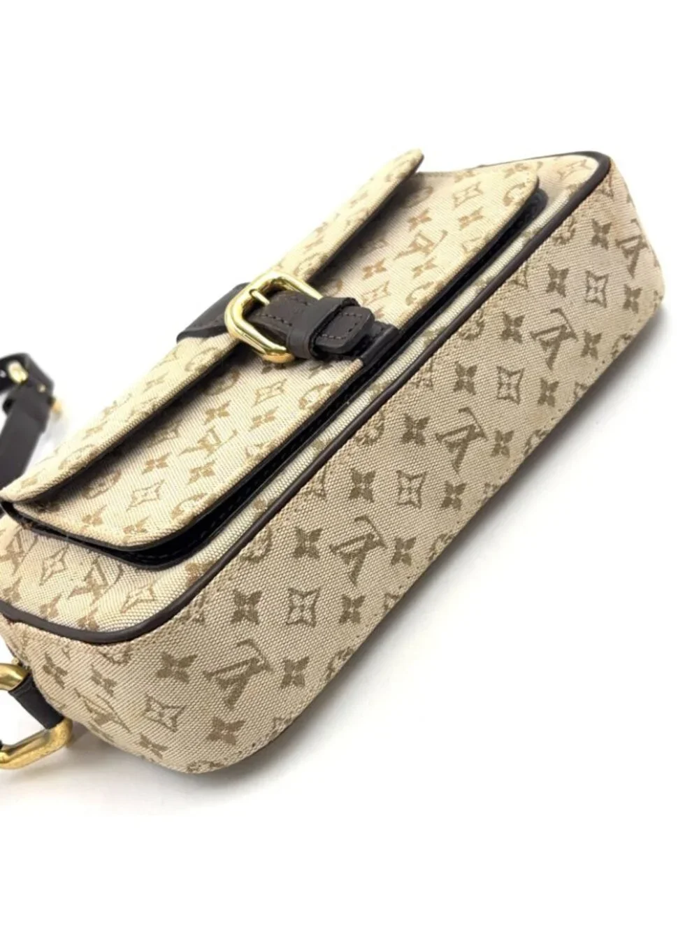 Louis Vuitton Juliette MM Monogram Mini Khaki Leather Canvas Dark Brown Beige